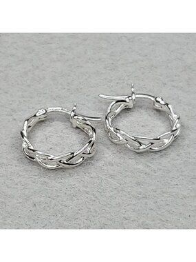 Sterling Silver Hoop Earrings Open Braid 5/8"